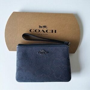 Coach jacquard denim wristlet